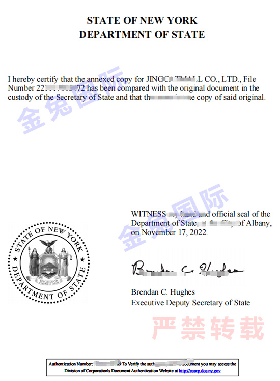 美国纽约州公司注册成功案例