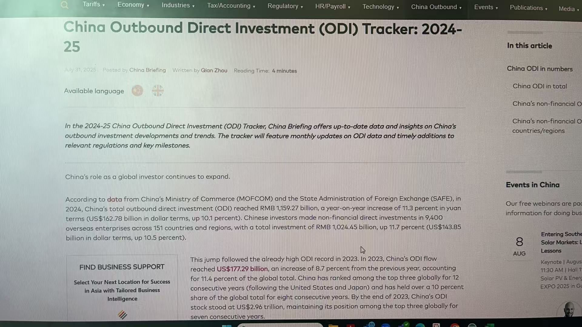 2024年中国对外直接投资（ODI）创纪录：连续12年稳居全球前三