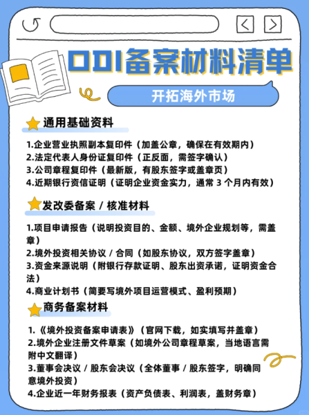 境外投资备案所需材料清单｜一文备齐，避免审批驳回?